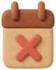 A calendar with a cross through it, modelled in clay
