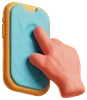 A hand tapping a phone screen, modelled in clay