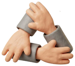 Two arms clasped together, modelled in clay