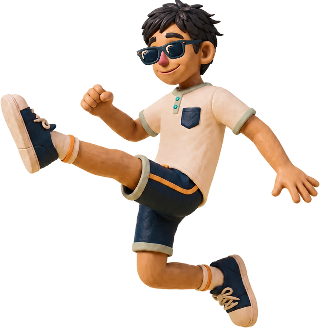 Confident, energetic child standing tall after training with KidPRO